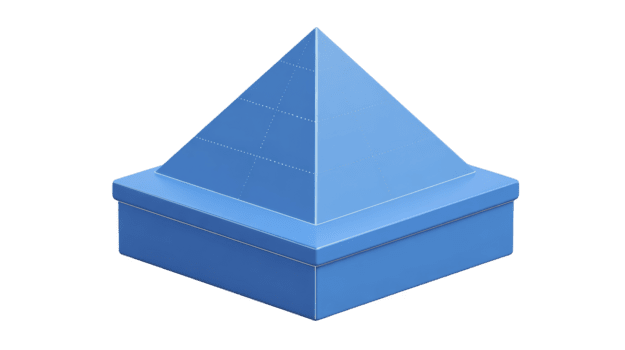 Blue pyramid shaped box geometric container isolated on transparency background modern minimal design storage concept creative packaging clean lines simple and elegant style png