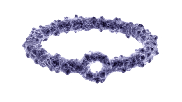 molekyl ringa lila abstrakt vetenskap 3d framställa lysande cirkulär slinga digital konst isolerat trogen teknologi biologi kemi strukturera energi partikel förbindelse nätverk fantasi overkligt png