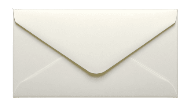 White envelope paper closed isolated blank rectangular mail correspondence invitation message communication clean simple stationery document formal empty background classic elegant smooth texture png