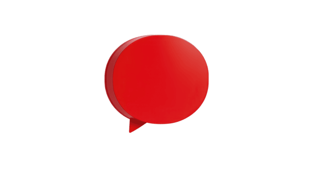 Red speech bubble 3D icon isolated on transparent background communication concept modern design blank message digital symbol vibrant color minimal style cheerful mood png