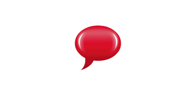 Red speech bubble glossy isolated on transparent background symbolizing communication conversation chat or message with modern and playful style png