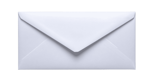 White envelope with closed flap, isolated on transparent background, used for mailing letters, invitations, or documents, symbolizing communication and correspondence png