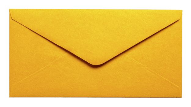 giallo Busta carta chiuso rettangolare isolato vuoto posta invito vivace comunicazione semplice su trasparenza sfondo pronto per Messaggio allegro umore png