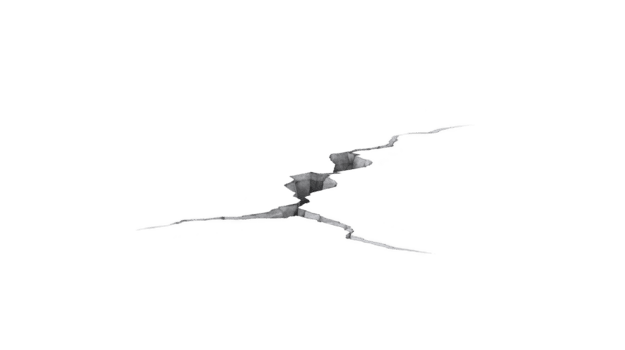 knäckt vägg textur, realistisk skadad yta med ojämn kanter, isolerat på transparent bakgrund, lämplig för design, dramatisk och intensiv visuell effekt png