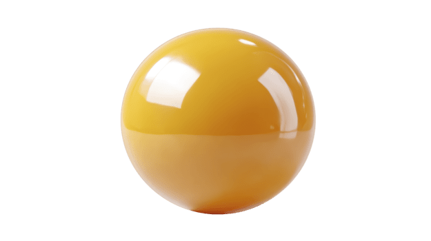 Yellow glossy sphere smooth reflective surface isolated on transparent background modern minimal design vibrant color cheerful mood 3D rendering abstract art png