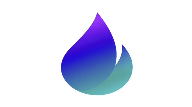 Gradient water drop icon, blue and purple liquid droplet with smooth gradient, modern abstract design, isolated on transparent background, symbolizing freshness and purity png