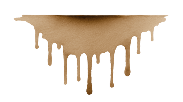 Dripping brown paint with realistic texture, isolated on transparent background, creates creative and artistic effect for design projects or digital artwork, evoking sense of movement png