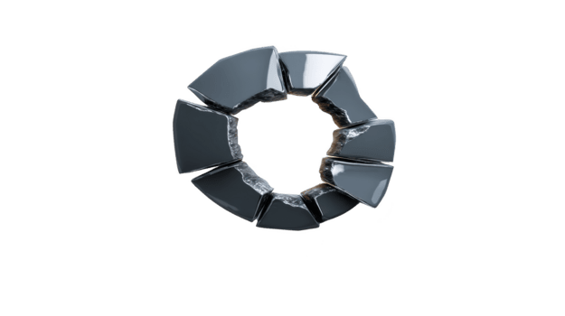 distrutto nero pietra squillare con frastagliato bordi, rotto circolare forma, isolato su trasparente sfondo, moderno astratto disegno, drammatico e dinamico visivo urto png