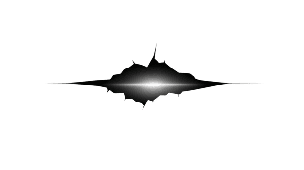 Abstract black and white soundwave with glowing center, symmetrical digital art, isolated on transparent background, modern minimal style, energetic and dynamic visual effect png
