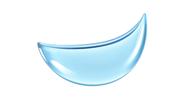 Transparent blue crescent shape with glossy surface, isolated on transparency background, modern abstract design element, smooth and reflective, suitable for digital art or graphic decoration png