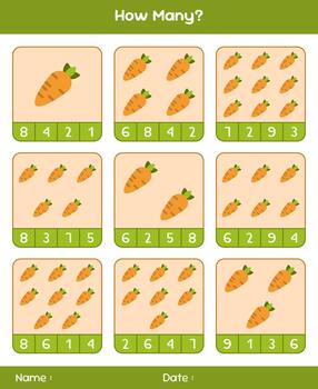 Count the number of vegetables. Educational mathematical game. Counting game for children. Kids activity sheet. Template for how many. vector