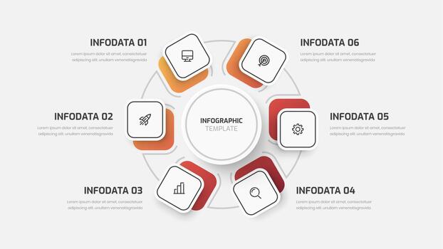 Infographic Template Presentation with Abstract Design, Gradient Color, 6 Options and Icon vector