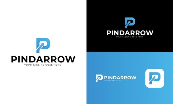 Pindarrow, Minimal Rounded P Arrow Logo for Corporate and Tech Use vector