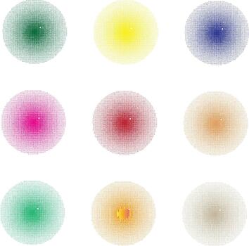 vistoso trama de semitonos punto modelo cuadrícula con radial degradado efecto vector