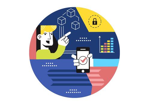 Secure Digital Election Illustrating Transparent Blockchain Ballots Inside A Decentralized Voting Framework vector