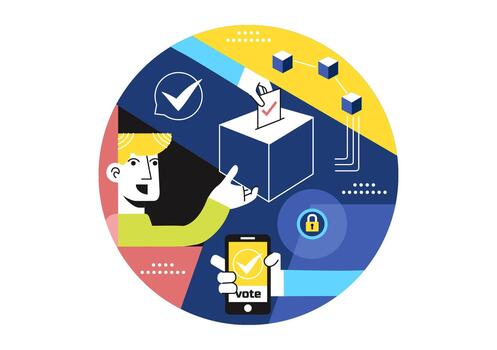 Transparent Election Featuring Blockchain Technology For Secure Decentralized Digital Ballot Processing vector