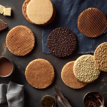 Overhead Shot of Stroopwafels with Chocolate photo