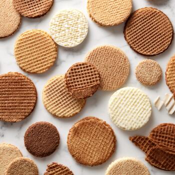 Overhead Shot of Stroopwafels on White Surface photo