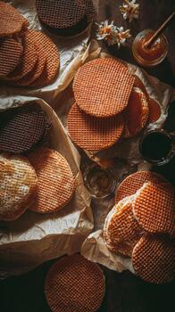 Overhead Shot of Stroopwafels with Toppings photo