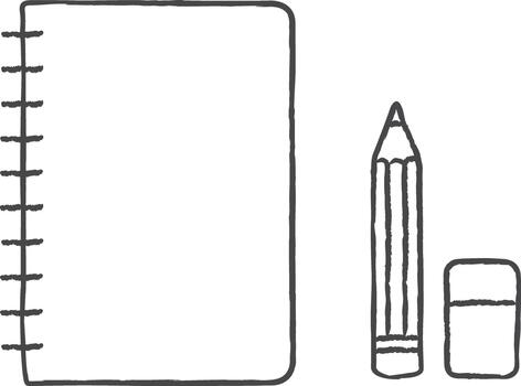 Notebook with pencil and eraser vector