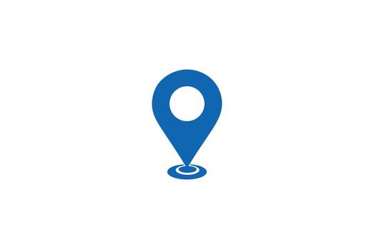 Blue location pin icon on white background for maps and navigation vector