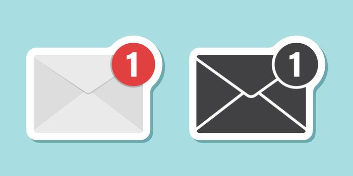 Two mail envelopes with the number one on them vector