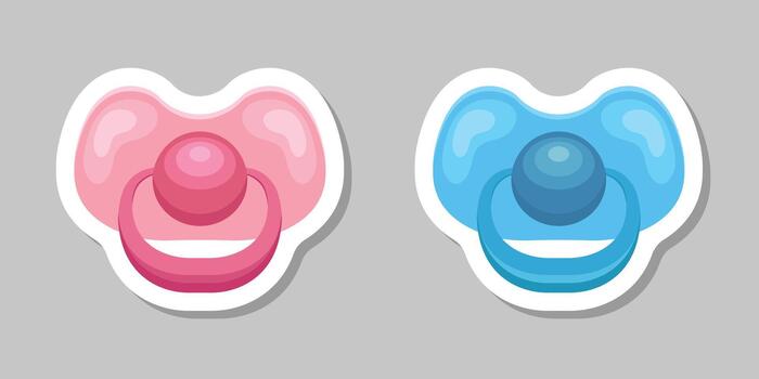 Two stickers of pacifiers with different colors vector