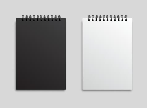 Two blank notebooks on a gray background vector