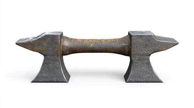 Heavy, rusty anvil, double-headed photo