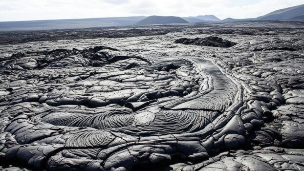 A lava field with many different shapes and patterns photo