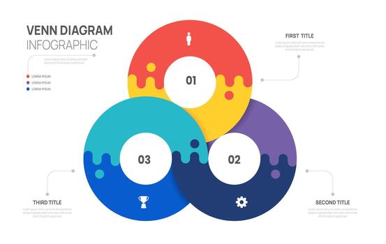Venn diagram business infographic circle management chart template 3 steps options, presentation. vector
