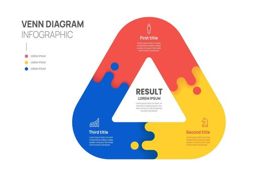 Venn diagram business infographic triangle management chart template 3 steps options, presentation. vector