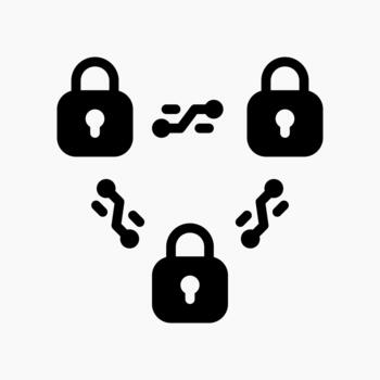Data Transfer Encryption icon in glyph style, representing secure communication and protected data exchange. vector