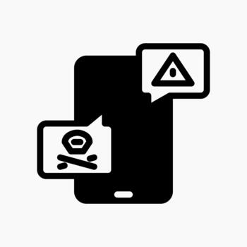 Secure Mobile icon in glyph style, indicating device protection, app security, and encrypted mobile operations. vector