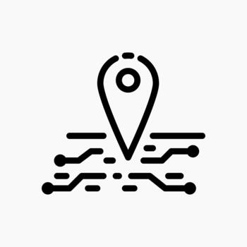 Secure Location icon in line style, used for encrypted GPS tracking, safe navigation, and protected location data. vector