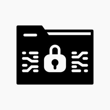 Secure Folder icon in glyph style, used to represent encrypted file storage, restricted access, and protected documents. vector