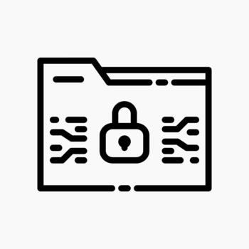 Secure Folder icon in line style, used to represent encrypted file storage, restricted access, and protected documents. vector