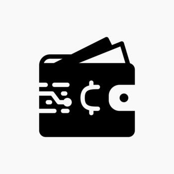 Secure Wallet icon in glyph style, showing protected finance, safe digital payments, and encrypted wallet functions. vector