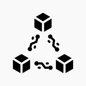 blockchain seguridad icono en glifo estilo, simbolizando descentralizado proteccion, verificado bloques, y seguro libro mayor datos. vector