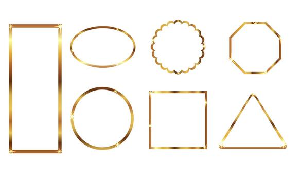 Golden frame set with different shapes and sizes vector
