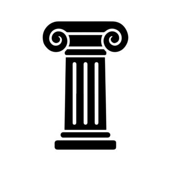 A classic ionic column silhouette in black and white representing ancient architecture history and foundational support isolated on a transparent background for versatile design applications vector