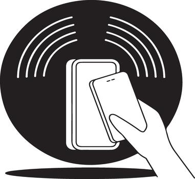 Hand using phone for contactless payment nfc vector