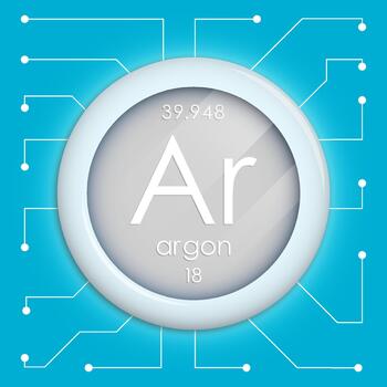 Realistic button with ARGON symbol. Chemical element is ARGON vector