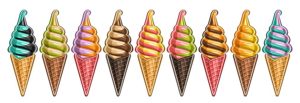 Soft serve Ice Cream set vector