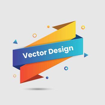 Abstract colorful banner ribbon with text design element vector
