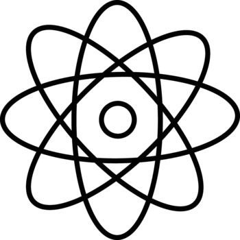 Science and Space Icon Set Atom Structure and Saturn Ringed Planet Minimalist Line Art Graphic vector