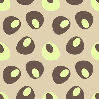 Harmonious shapes. Pattern of smooth oval stones, abstract background of pebbles with colorful centers. Spa and relaxation. Tranquility and harmony. vector