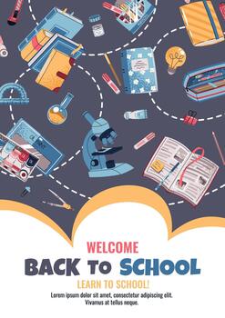 Back to school graphic with supplies vector