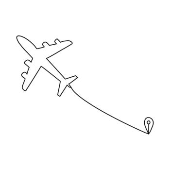 continuo soltero línea dibujo de volador arriba avión camino concepto de mundo viaje y internacional vector