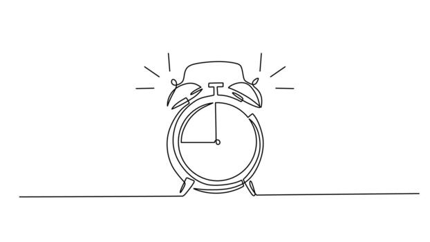 One Continuous Line Drawing of a Ringing Alarm Clock vector